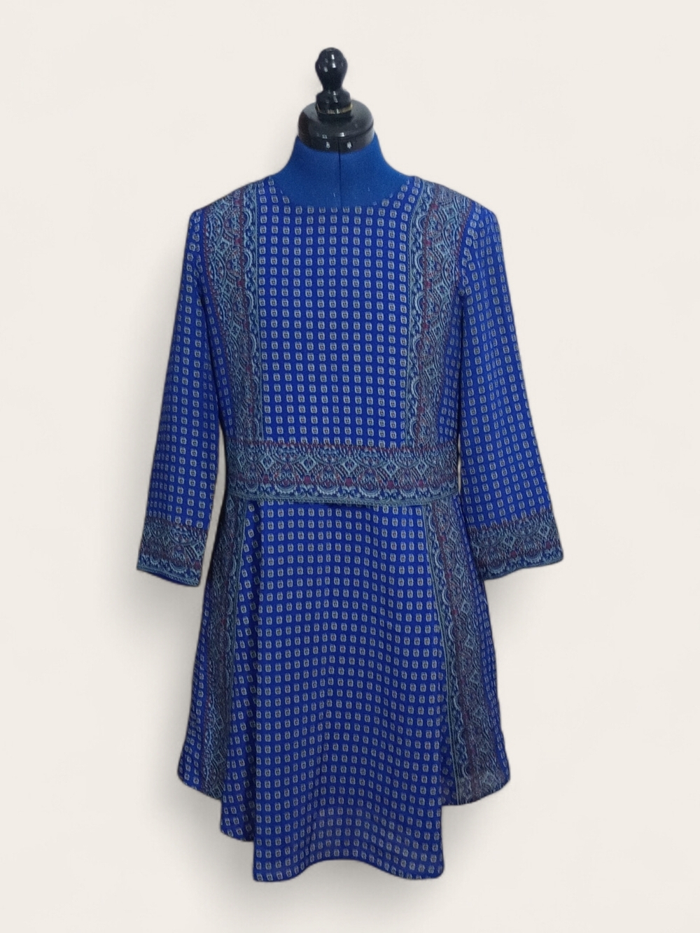 Madewell 1937 Blue Silk Patterned Dress